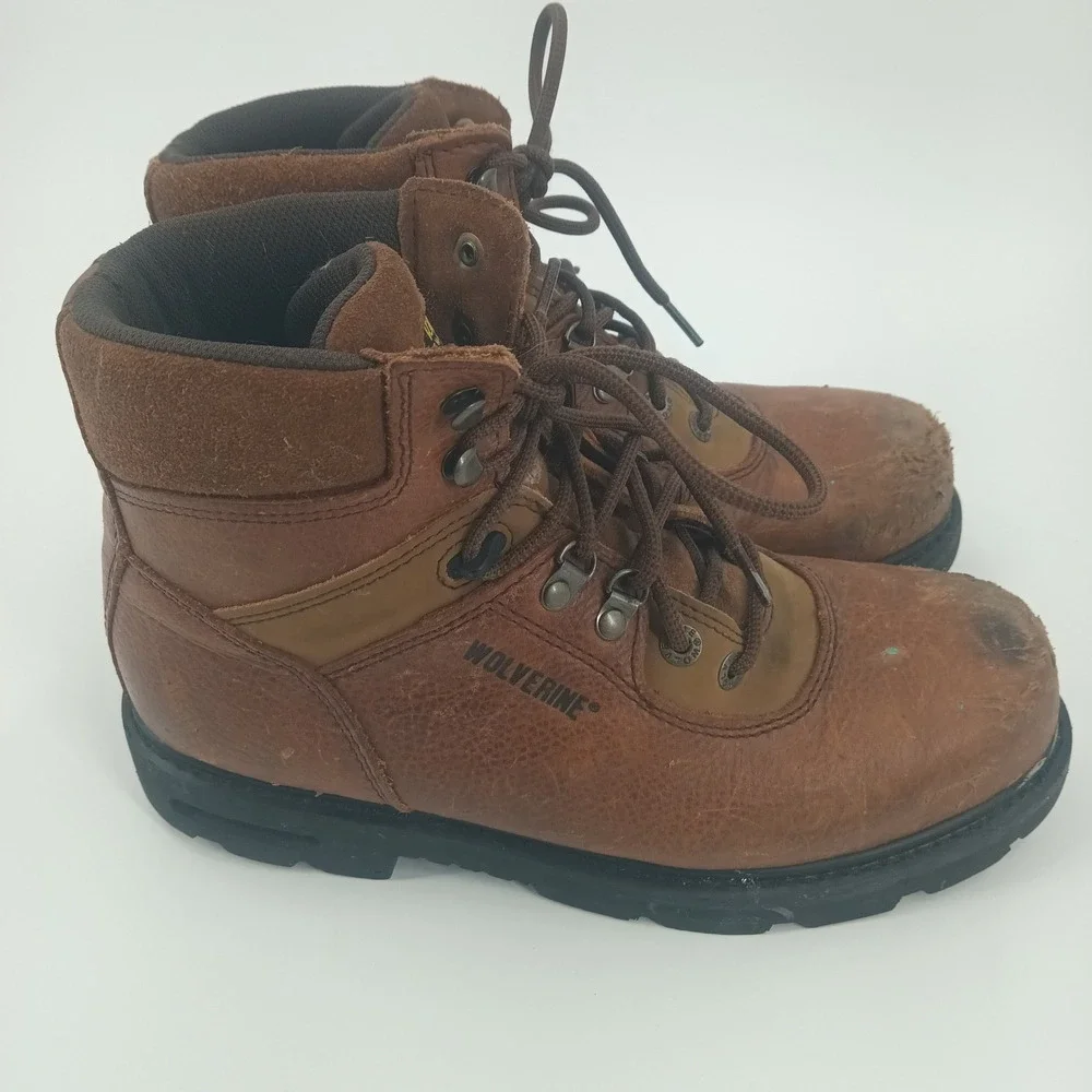 Wolverine Mens Brown Leather 6 Inch Work Boot Lace Up Utility Steel Toe Sz 10EW